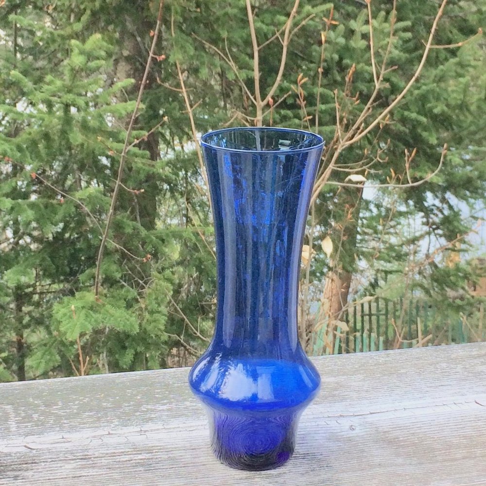 Vintage Blue Vase from Germany, unique shape, 7x3